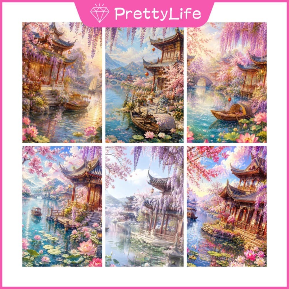 PL Cenário De Estilo Antigo 5D DIY Pintura De Diamante/A Óleo Digital Ponto Cruz De Cristal Redondo Completo Mosaico Kit