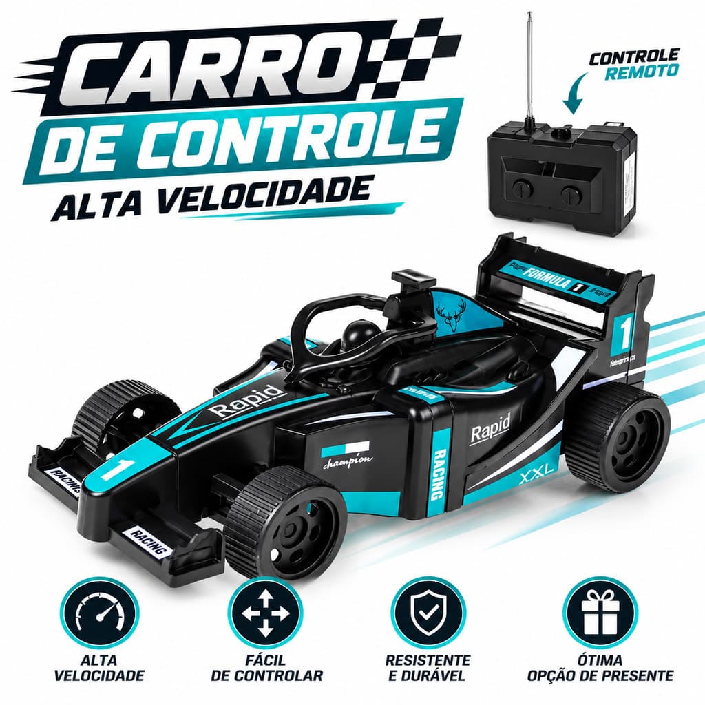 Carro Fórmula 1 Controle Remoto Carrinho F1 de Corrida Brinquedo Infantil