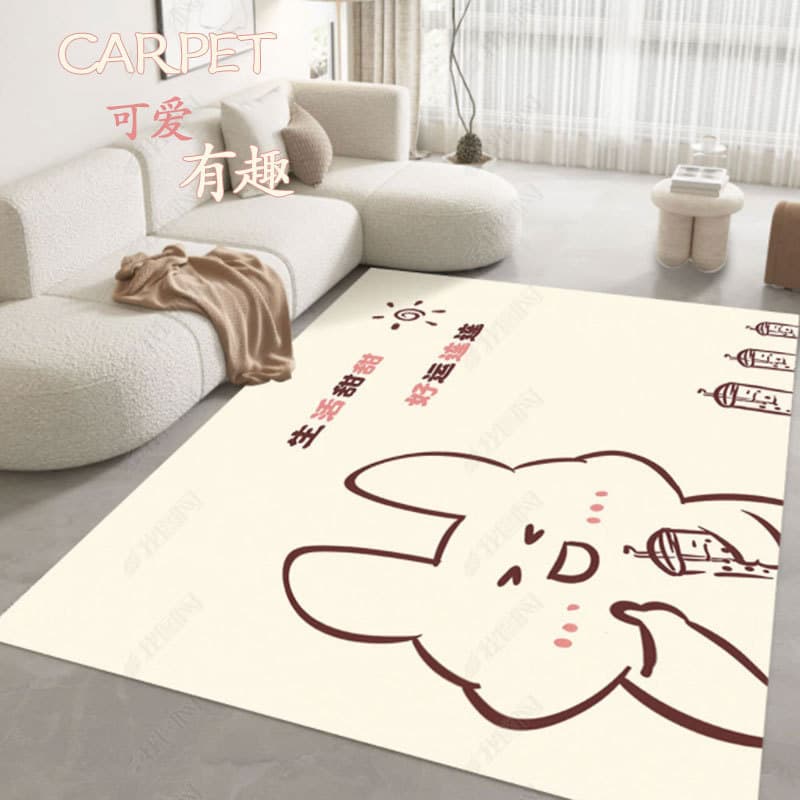 [Novo produto] moderno simples tapete sala de estar dos desenhos animados quarto francês antiderrapante completo tapete 