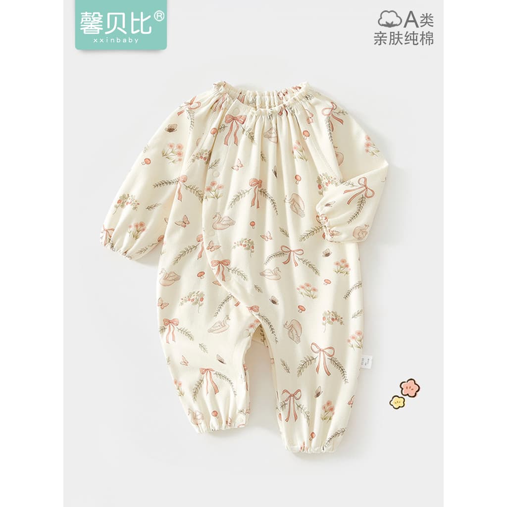 Xin Babe macacão de bebê primavera outono puro algodão roupas da menina do bebê de manga comprida passeio roupas de outo