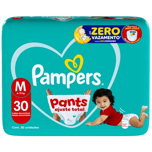 Fralda Pants Pampers Ajuste Total M 30 Unidades Fralda Pampers Pants Ajuste Total Tamanho M - 30 Uni