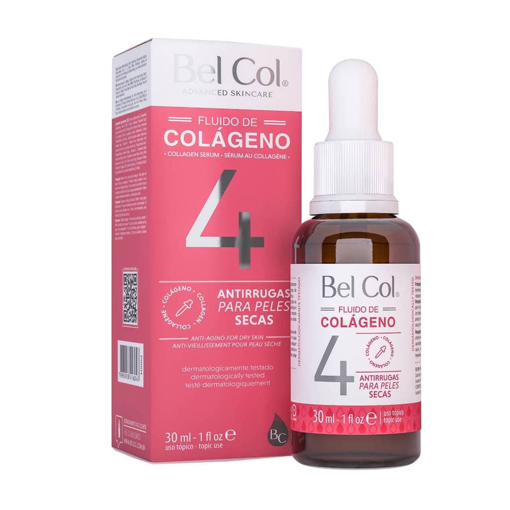 Sérum Fluido De Colágeno Facial Anti Idade Bel Col 4 Para Peles Secas 30ml Firmeza Lifting
