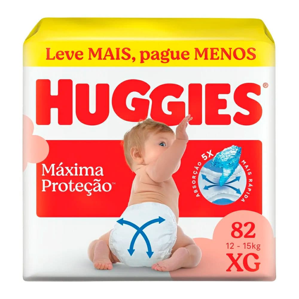 Fralda Huggies Máxima Proteção Tamanho XG 82 Unidades Descartáveis