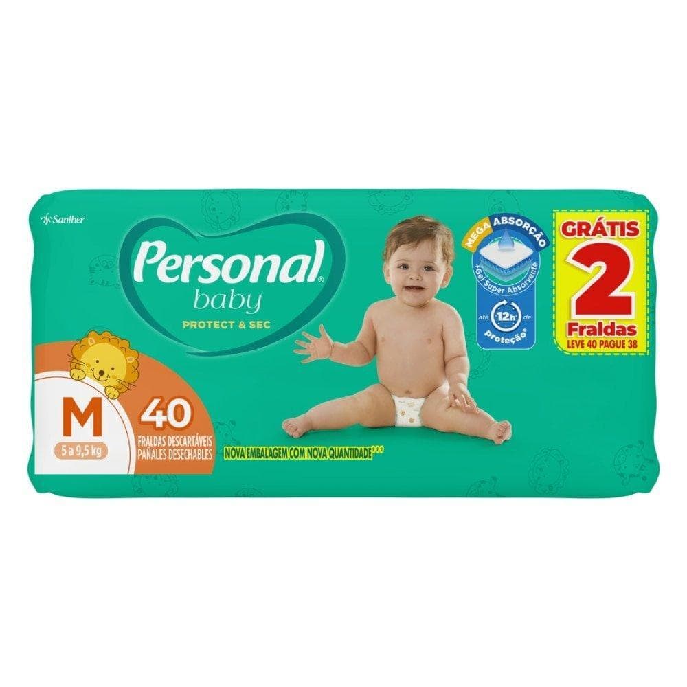 Fralda Descartável Personal Soft & Protect Mega Tamanho M - 9 Pacotes com 40 Fraldas - Total 360 Tiras