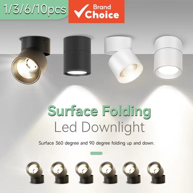 Holofotes de LED, 3 Cores Mudáveis, Luminária de Decoração de Ambiente, Downlight Dobrável 220V, Luminária de Teto para