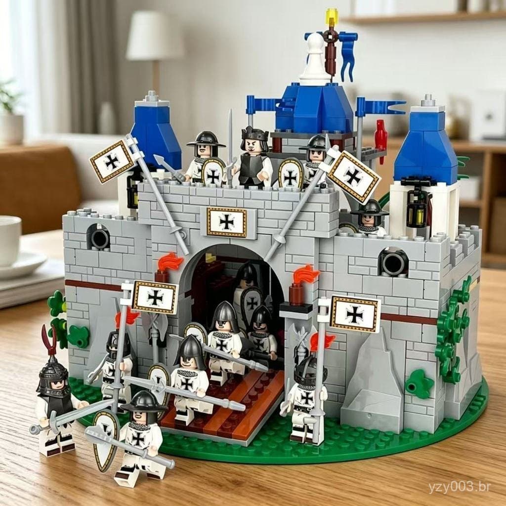 800 peças de blocos de montar Lego, castelo medieval, fortaleza, cavaleiro, brinquedo montável para meninos, presente
