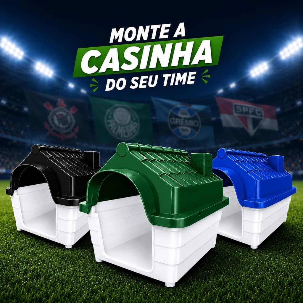 Casinha Plástica para Cachorro N9 Extra Grande – Monte a Casinha do Seu Time