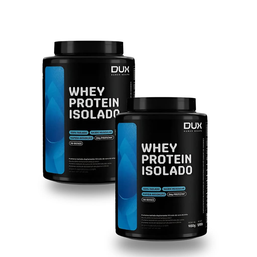 Kit 2x Whey Protein Isolado Sabor Chocolate Pote 900g Dux