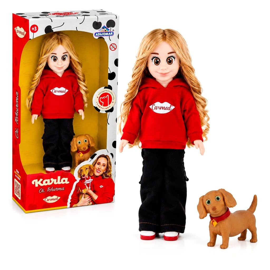 Boneca Karla Articulada Oi Tchurma Carmed Com Cachorrinho Carmedinho Infantil