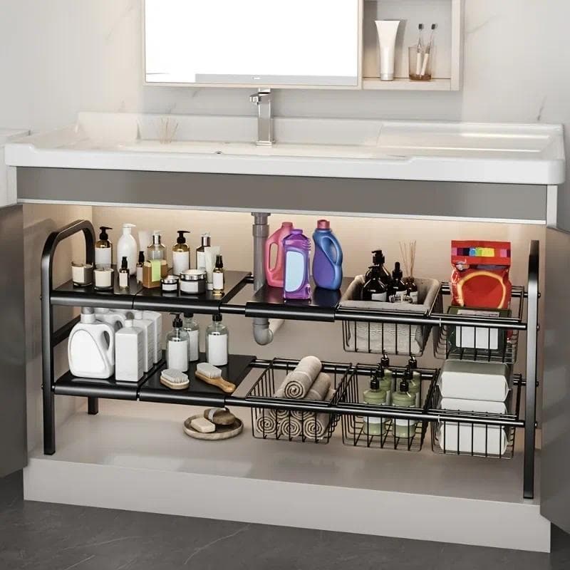 1 Conjunto Multiuso Cozinha Sob Organizadores De Pia Do Banheiro-Prateleira De Armário Expansível Organizador Rack De Ar