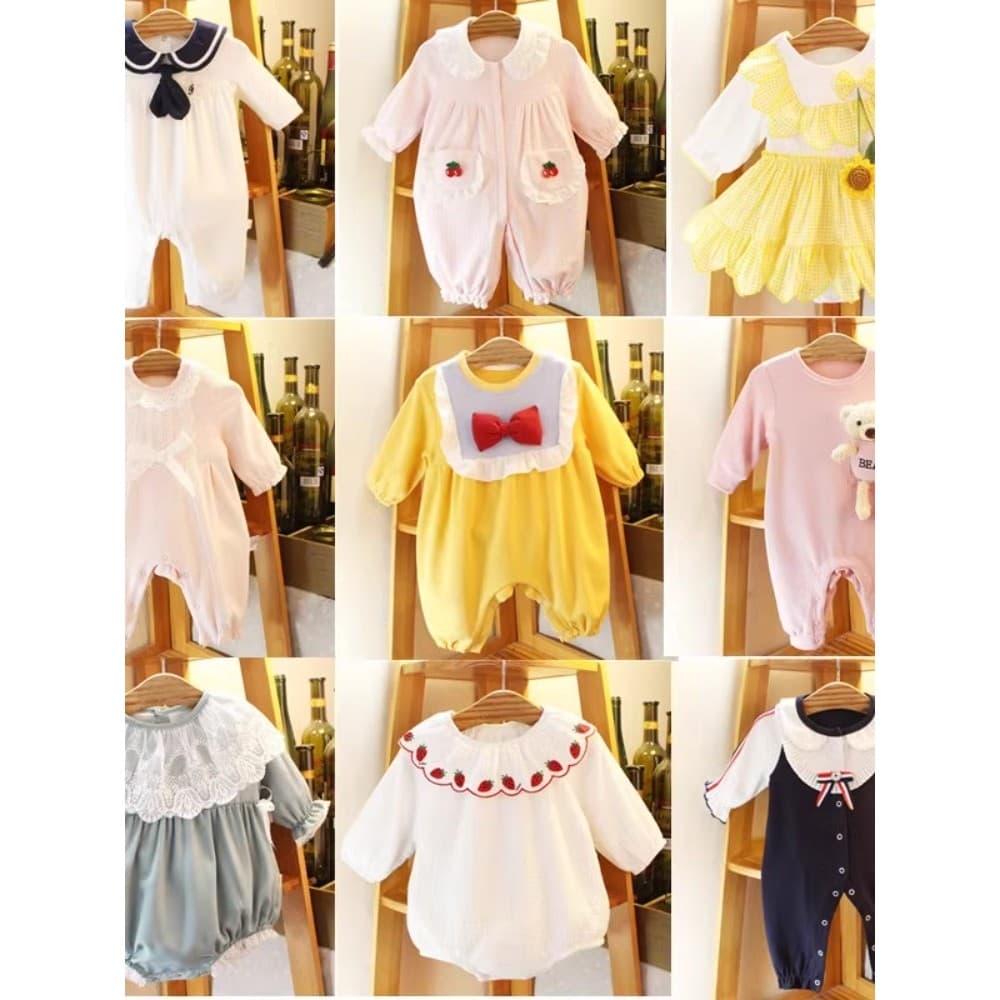 Bebê bebê versão coreana roupas de primavera roupas do bebê recém-nascido menina macacão um mês cem dias princesa Outing