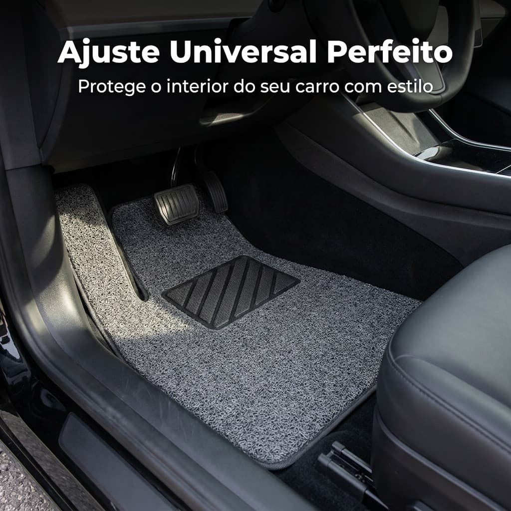Tapetes Automotivos Universal em Vinil com Carpete Antiderrapante – Kit 4 Peças para Carros