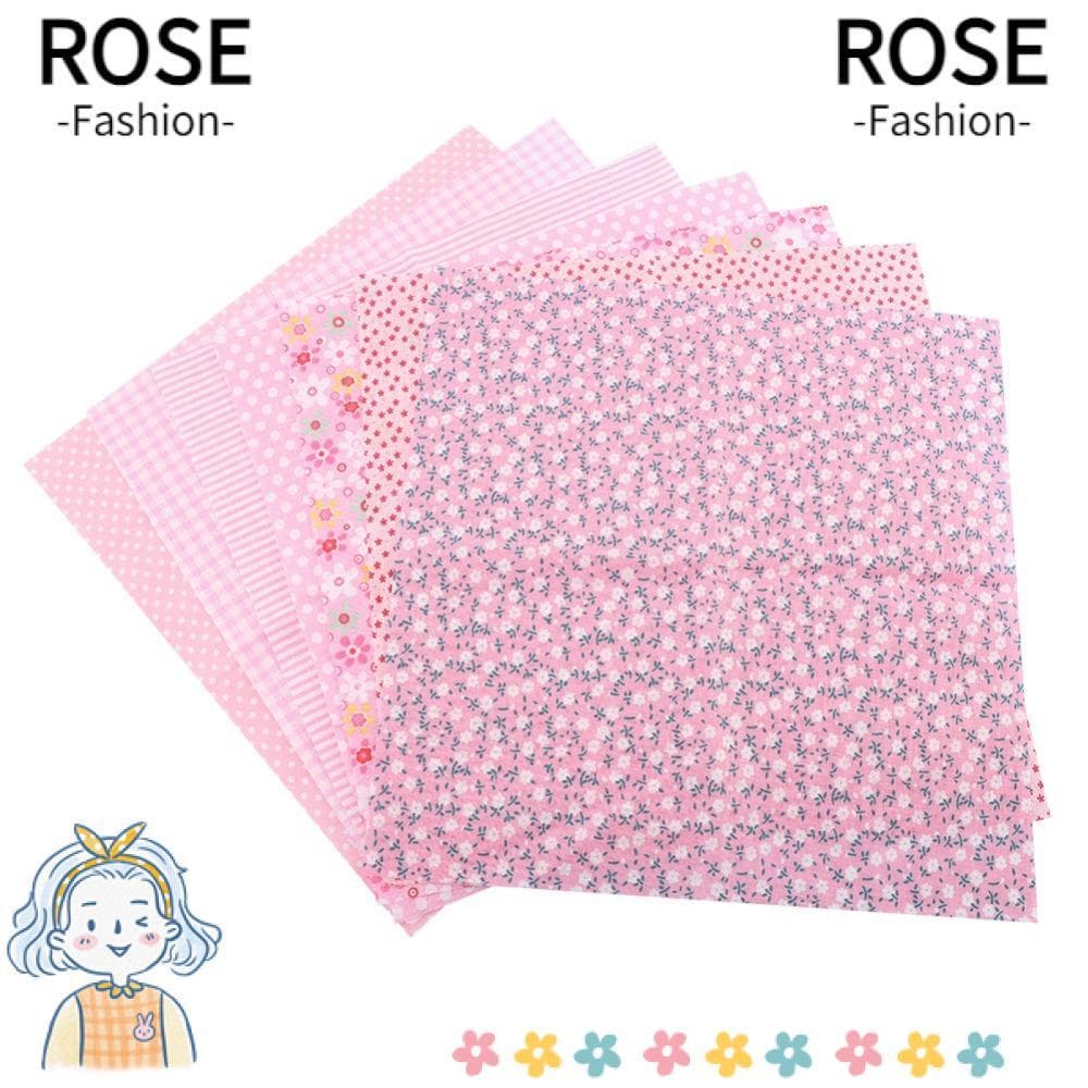 ROSEGOODS 7 Peças 7 Estilos Quadrados De Algodão Pré-Cortados Florais Rosa , Pacote De Tecido Patchwork Otton De 250 * 2