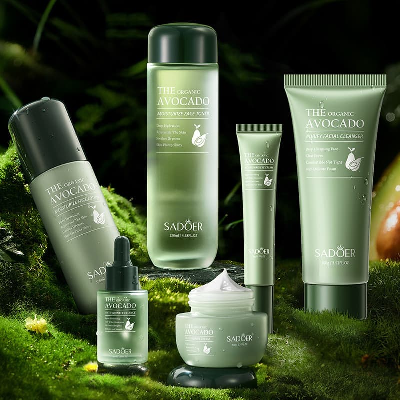 SADOER Kit Skincare Orgânico de Abacate - Hidratação Profunda, Viço e Anti-Idade, 6 Peças