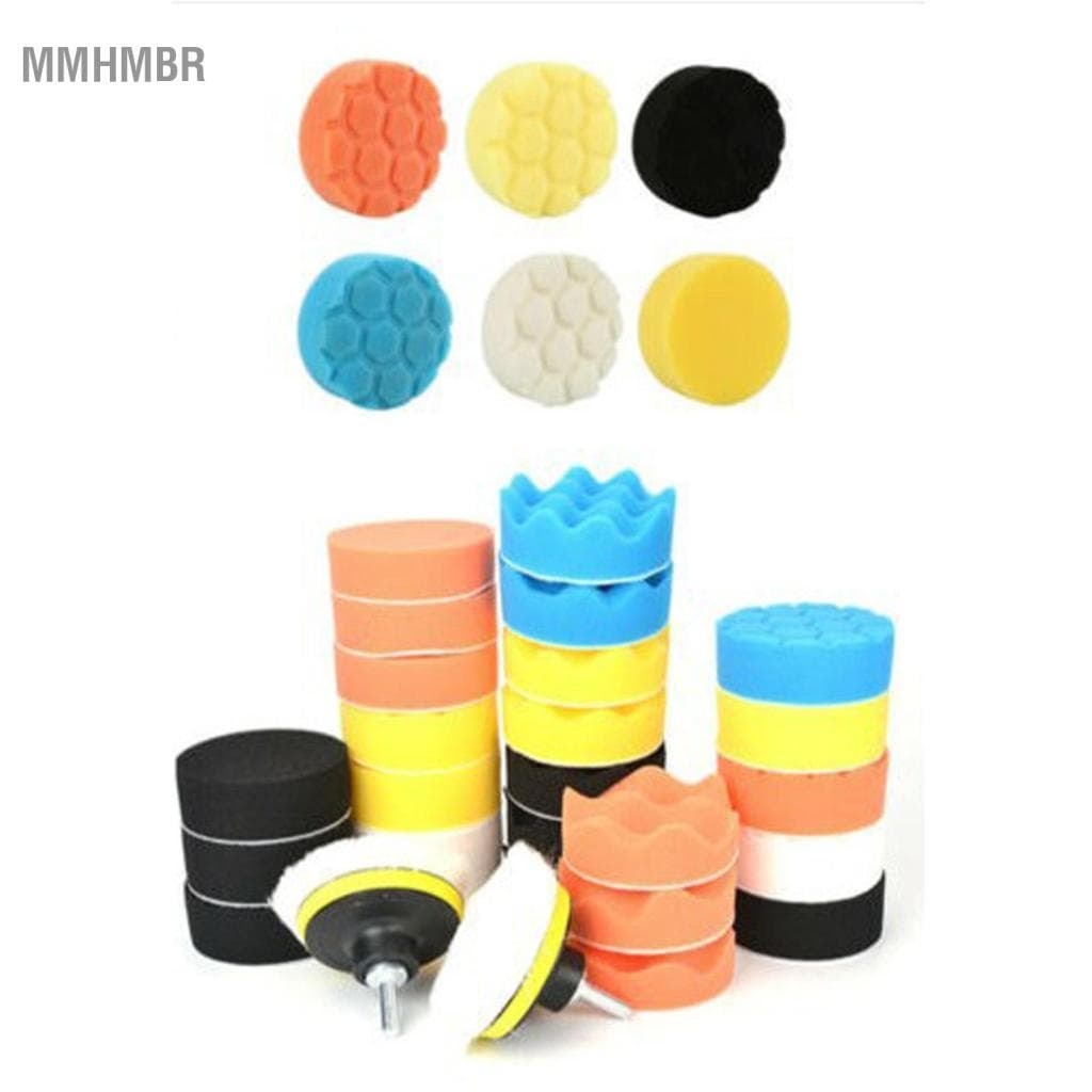 mmhmbr 50 peças almofada de polimento de carro 3 polegadas kit de esponja de polimento para limpeza detalhada
