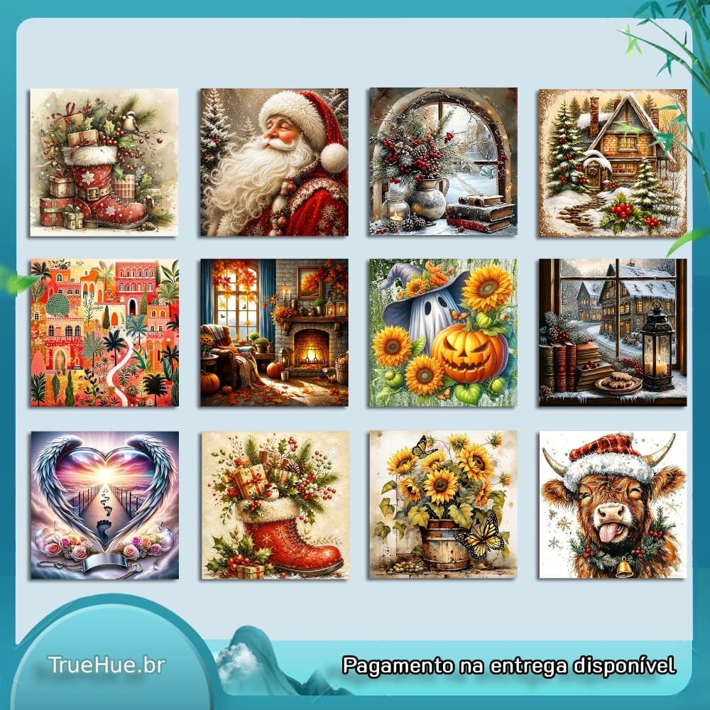 Broca Completa 5D Kit De Pintura Diamante Quadrada DIY Strass Lona Festival Feriado Decoração Da Arte Parede