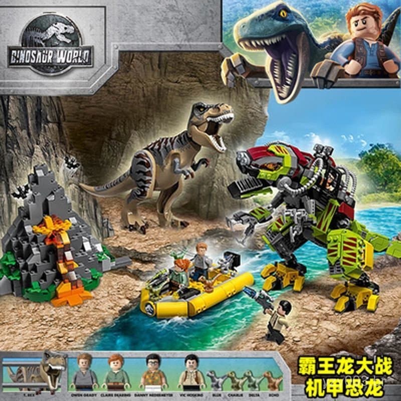 1.000 peças de blocos de montar Lego Tyrannosaurus Rex vs Dinossauro Mecha Mosasaurus Velociraptor, brinquedo de montar 