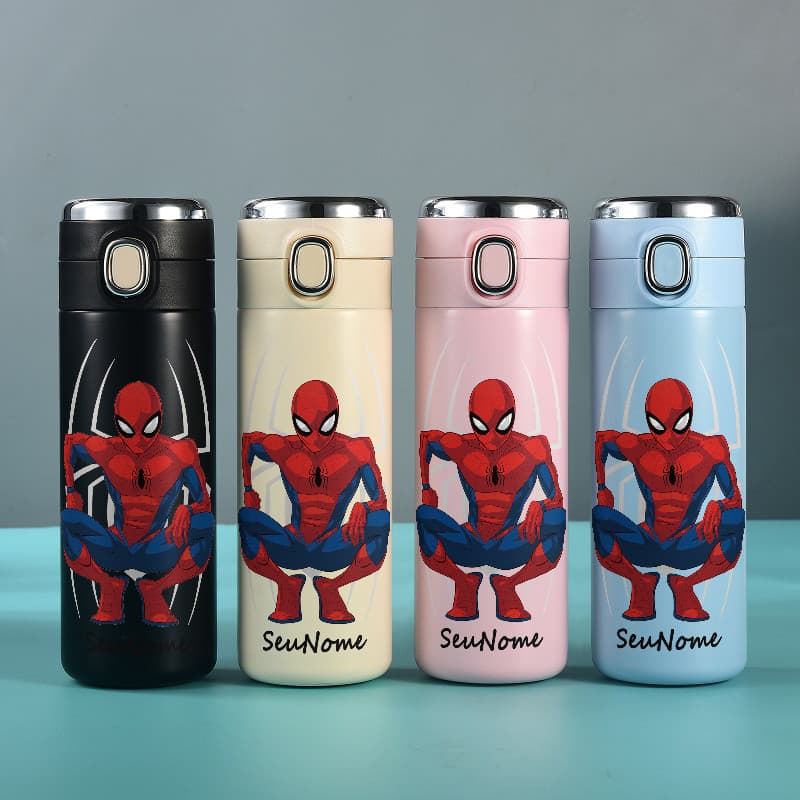 Garrafa Térmica de personalizado Aço Inoxidável Homem‑Aranha com Termometro LED Digital Estampada 420ml