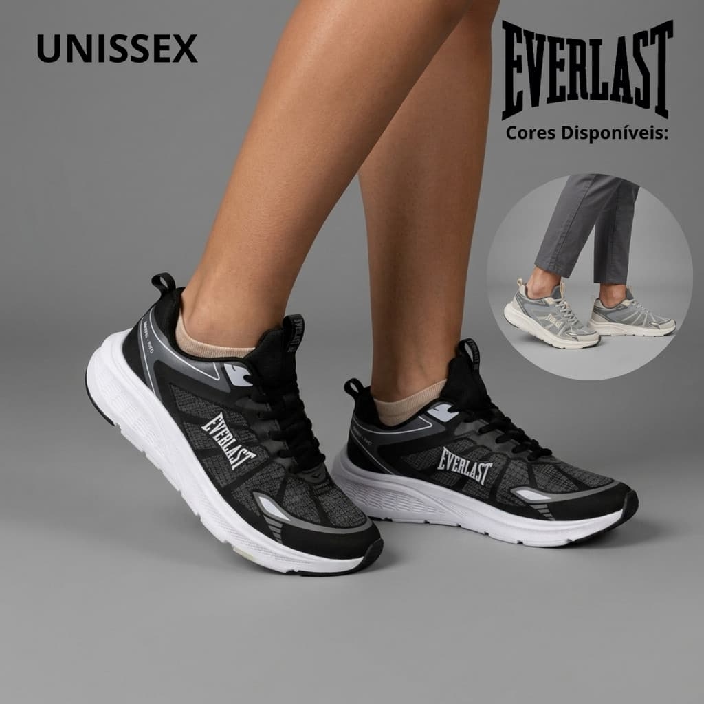 Tênis Everlast Unissex Hokus Casual Esportivo Caminhada Academia Treino Uso Diário 