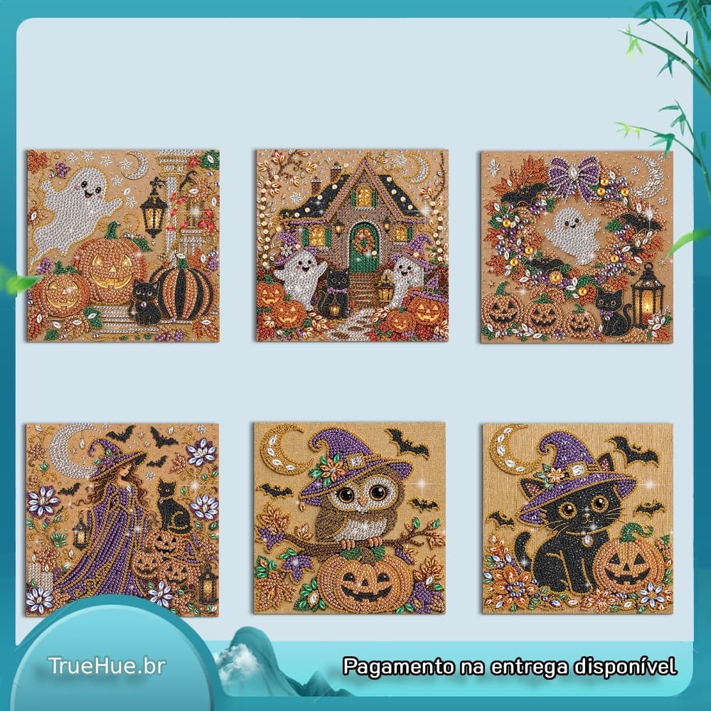 Kit De Pintura Diamante 5D DIY Tela Emoldurada De Halloween 20x20cm Arte Autoadesiva Para Adultos