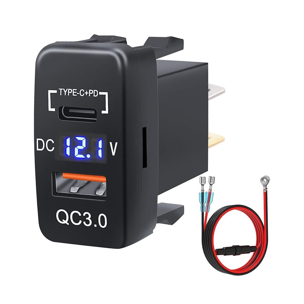 Carregador USB para RV para carregar telefones móveis, carregador PD+QC modificado para carro com porta tipo-C rápida e 