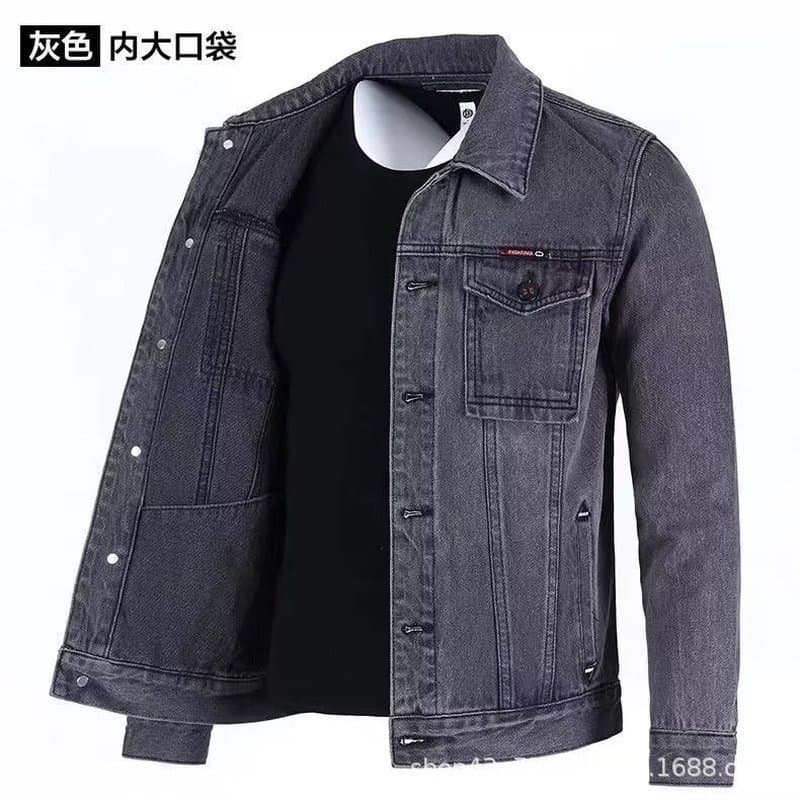 Jaqueta masculina outono novo estilo jaqueta jeans moda masculina All-Match preto cinza jaqueta Casual na moda topo