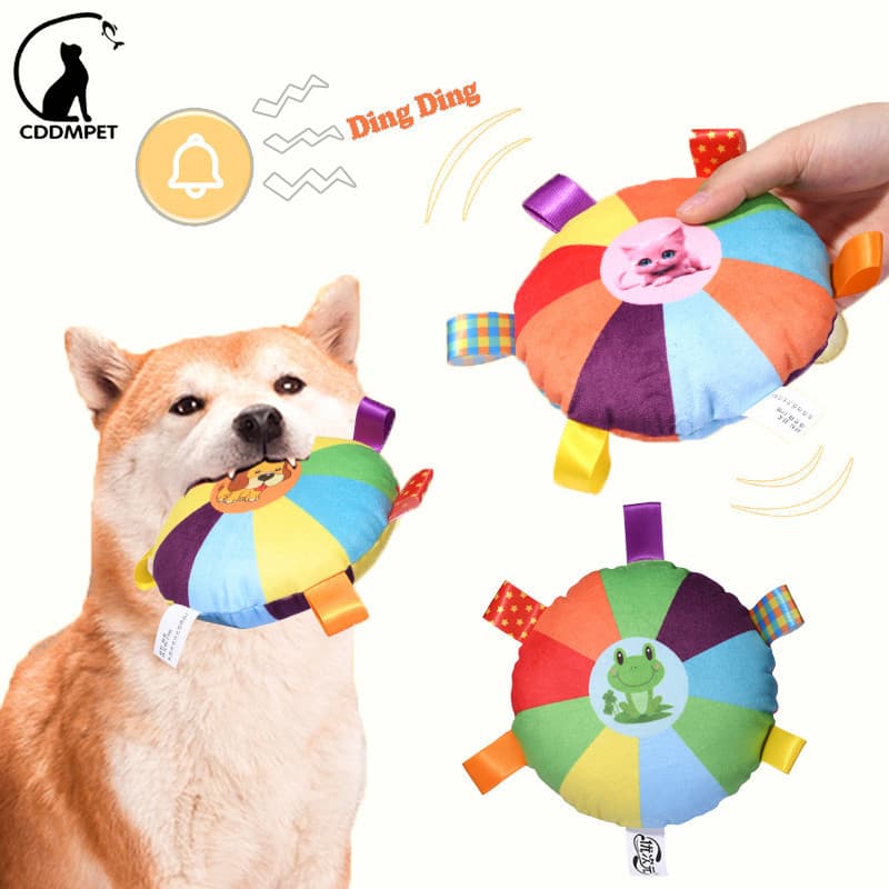 Brinquedo de frisbee para cães, feito de material de pelúcia, com som interativo, ideal para cachorros, brinquedo para m