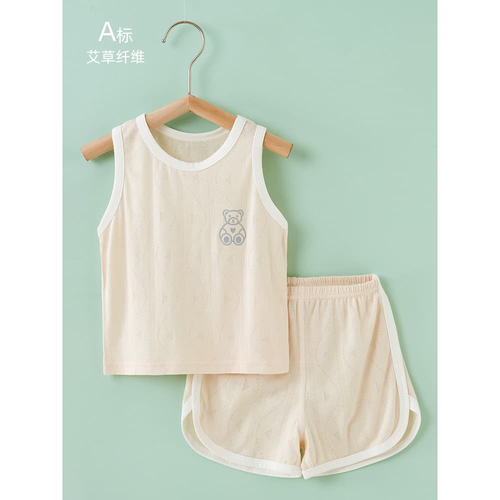 Bebê bebê colete verão terno fino verão seda gelo sem mangas dividir roupas menino bebê menina terno de verão