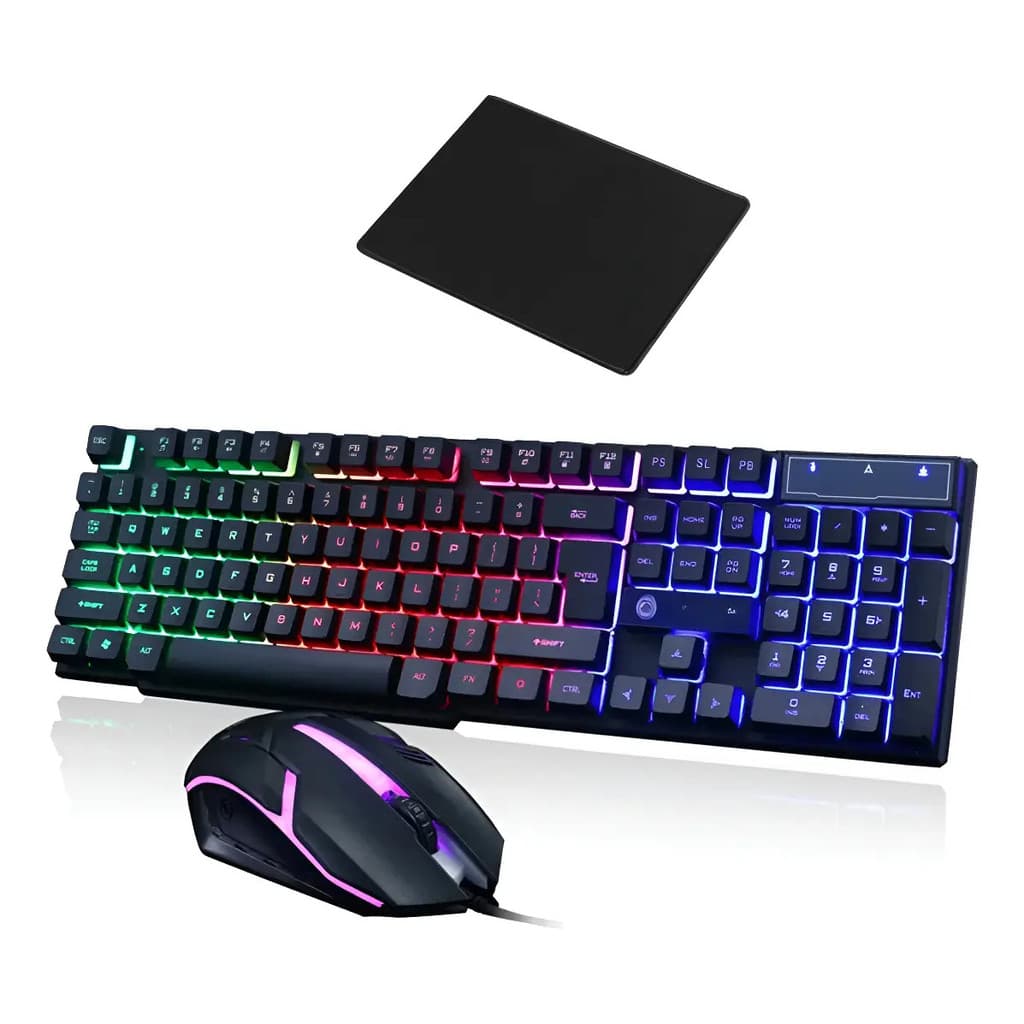 Combo Kit Gamer Teclado Semi Mecânico Led Rgb Rainbow Mouse