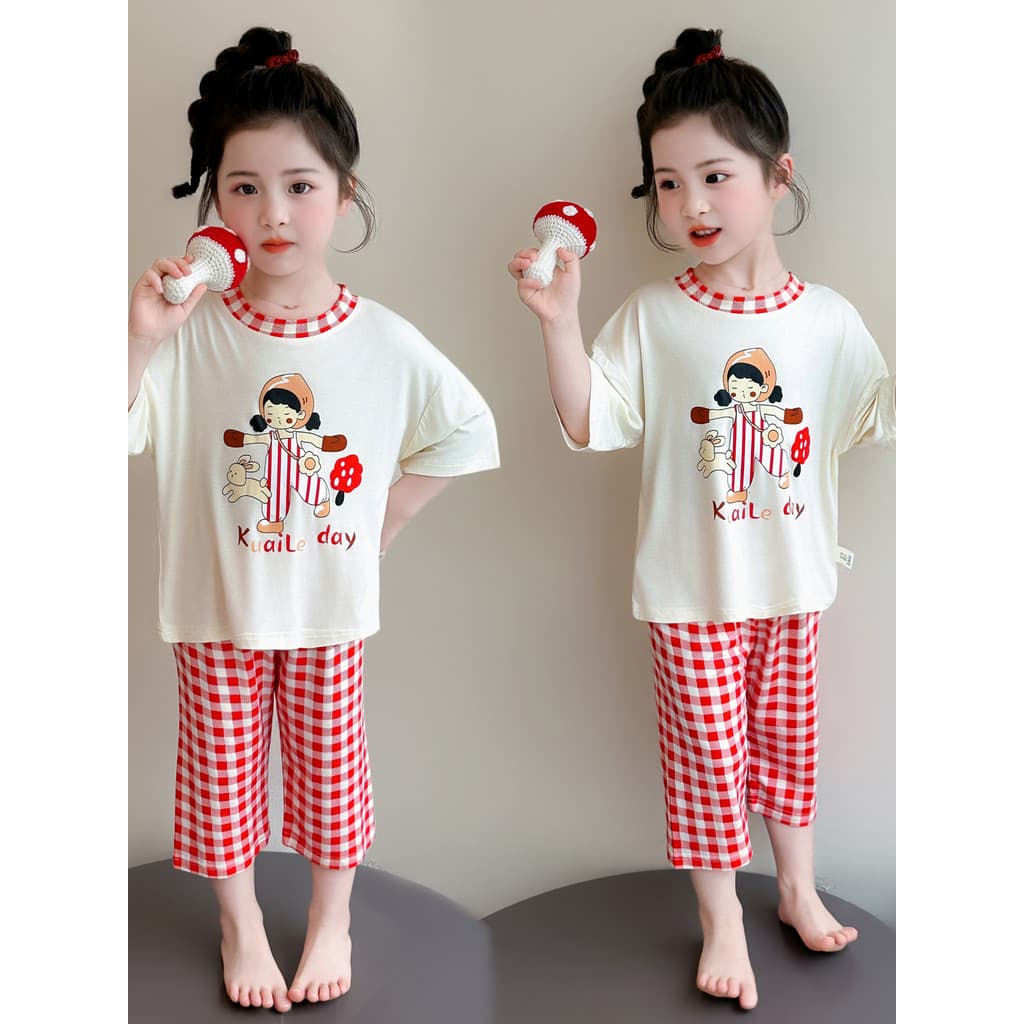 Pijamas infantis verão fino menina Modal terno bebê menina gelo ar condicionado roupas meninas roupas leves para casa