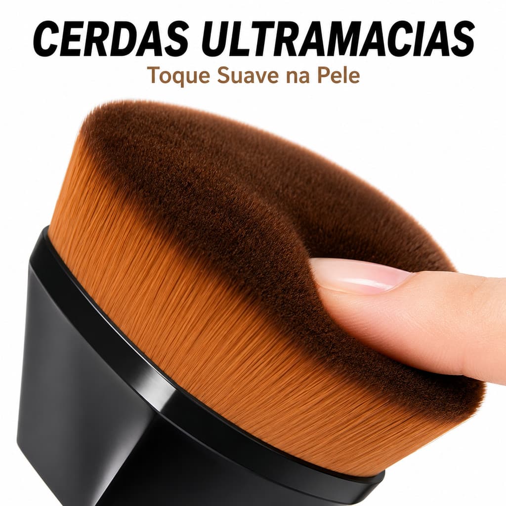 Pincel Profissional Kabuki Hexagonal para Base Líquida Alta Densidade Acabamento Natural Corretivo BB Cream