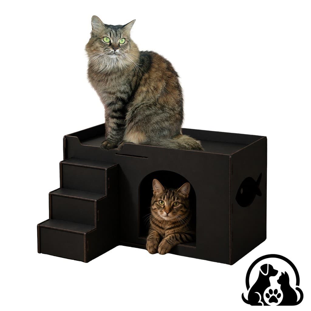 Casinha Toca para Gato MDF Preto Desenvolvido para conforto Pet