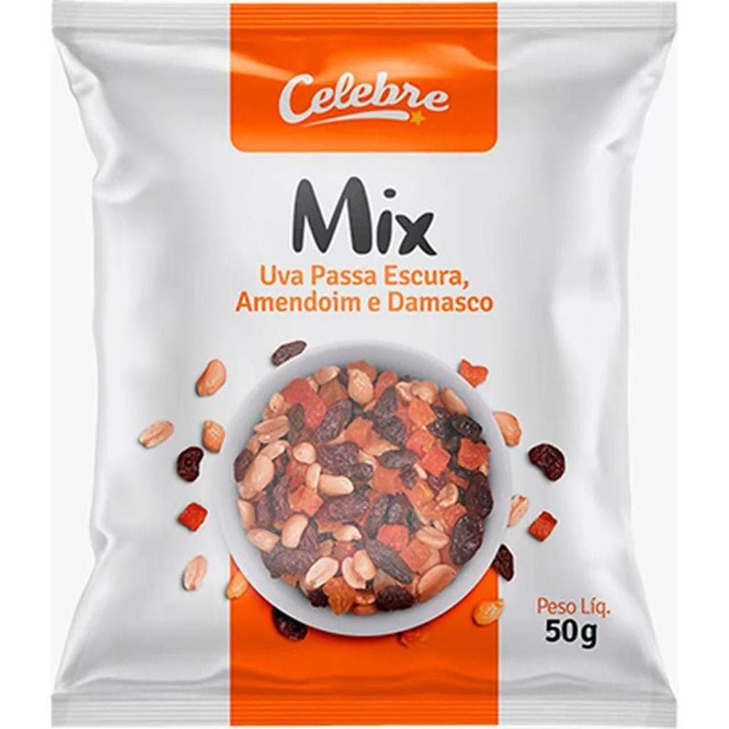 Mix de Frutas Secas 50g Amendoim Uva Passa Damasco Snack Saudável