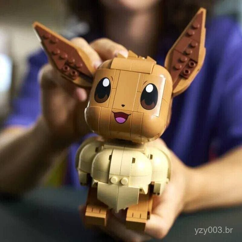 Conjunto de Blocos de Montar Compatível com Lego Pokémon Eevee Pikachu para Crianças, Presente para Meninos