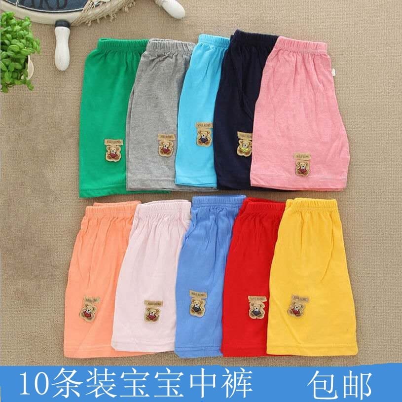 10 pacotes de calças médias infantis calças abertas verão puro algodão masculino feminino Shorts de bebê fraldas infanti