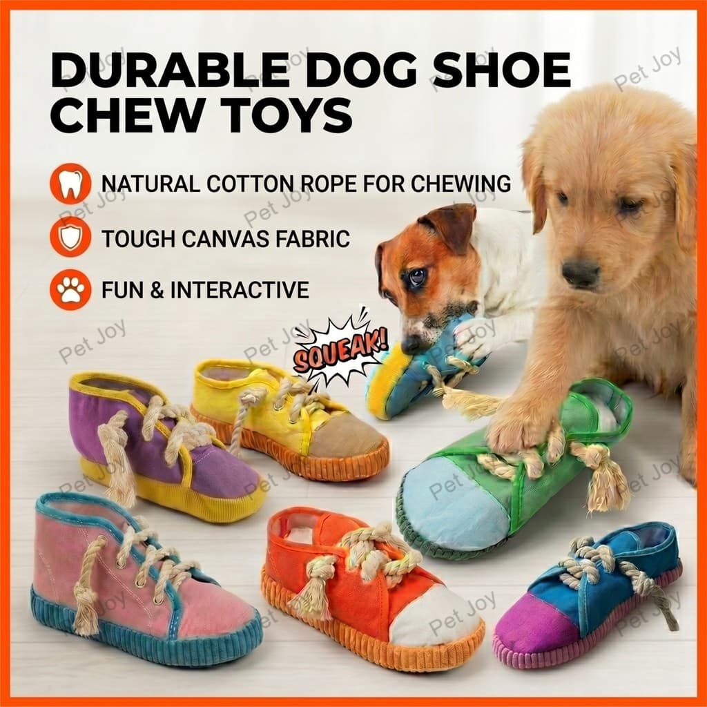 Brinquedo Mordedor para Cachorro Formato Sapato Sonoro Resistente Dentes Limpos Alivia Ansiedade Para Filhotes e Cachorr