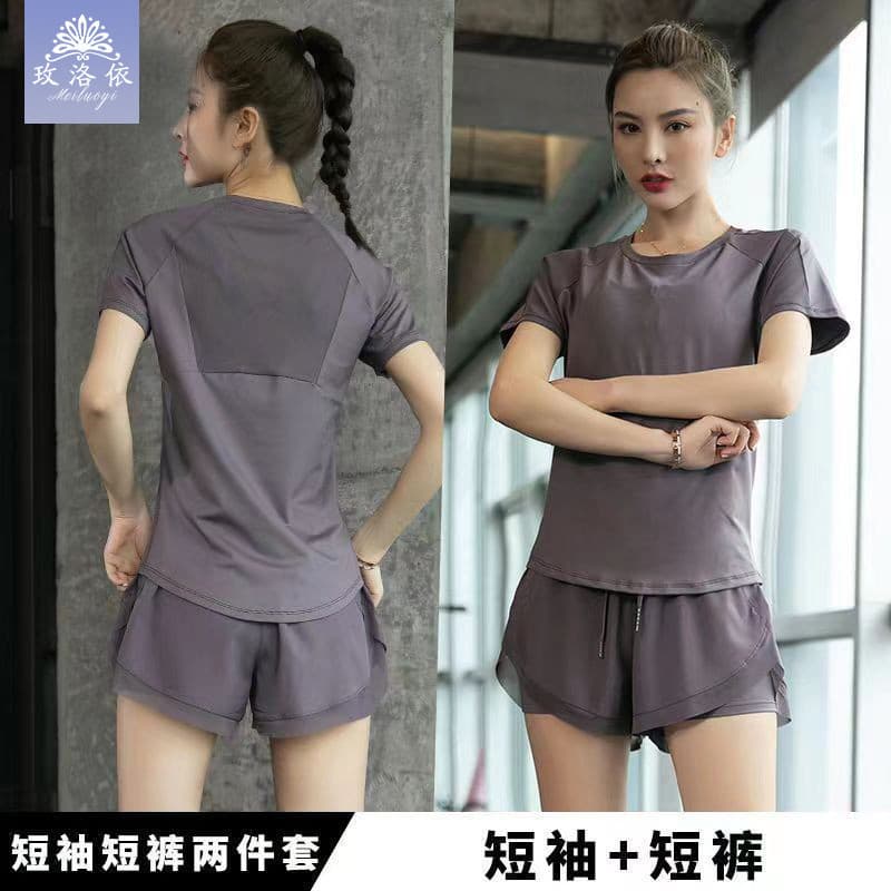 Terno de corrida feminino manhã correndo fitness Yoga roupas de fitness elástico solto estilo fino respirável roupas de 