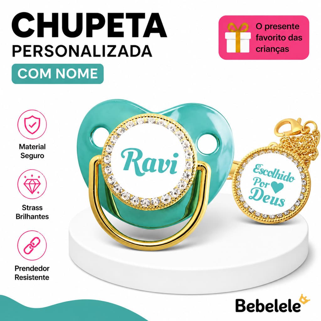 Chupeta para bebês com nome personalizado do bebê, chupeta de silicone BPA Free & TUVH