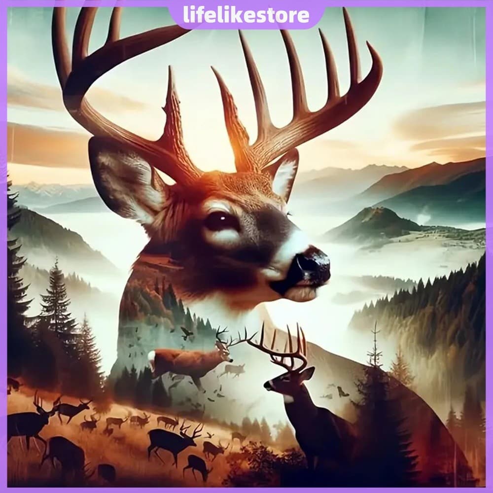 [Novo] Kit Completo De Pintura Diamante 5D Broca Redondo Resina Cervo Floresta Animal Conjunto De Artesanato Faça Você M