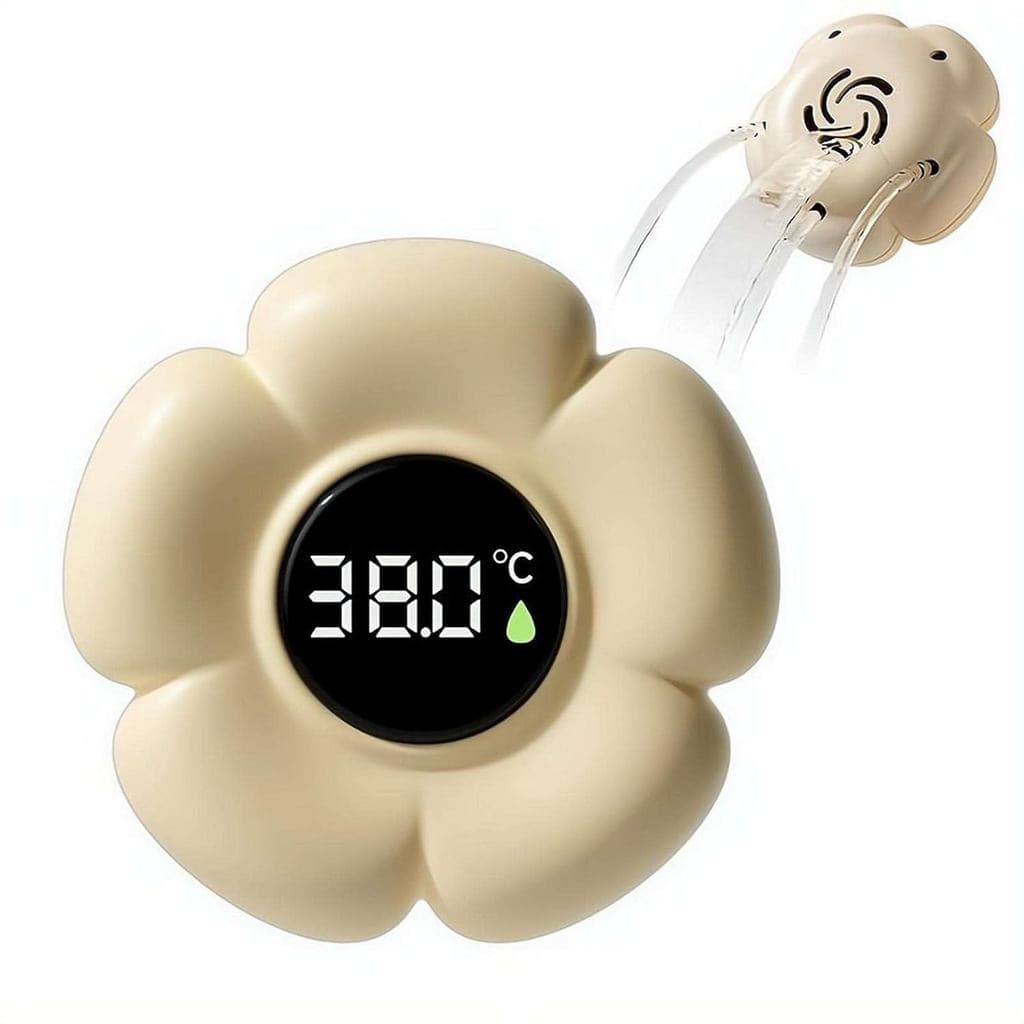Termômetro de Banho para Bebês – Termômetro de Água Flutuante em Forma de Flor com LED de 3 Cores, Display Digital, à Pr