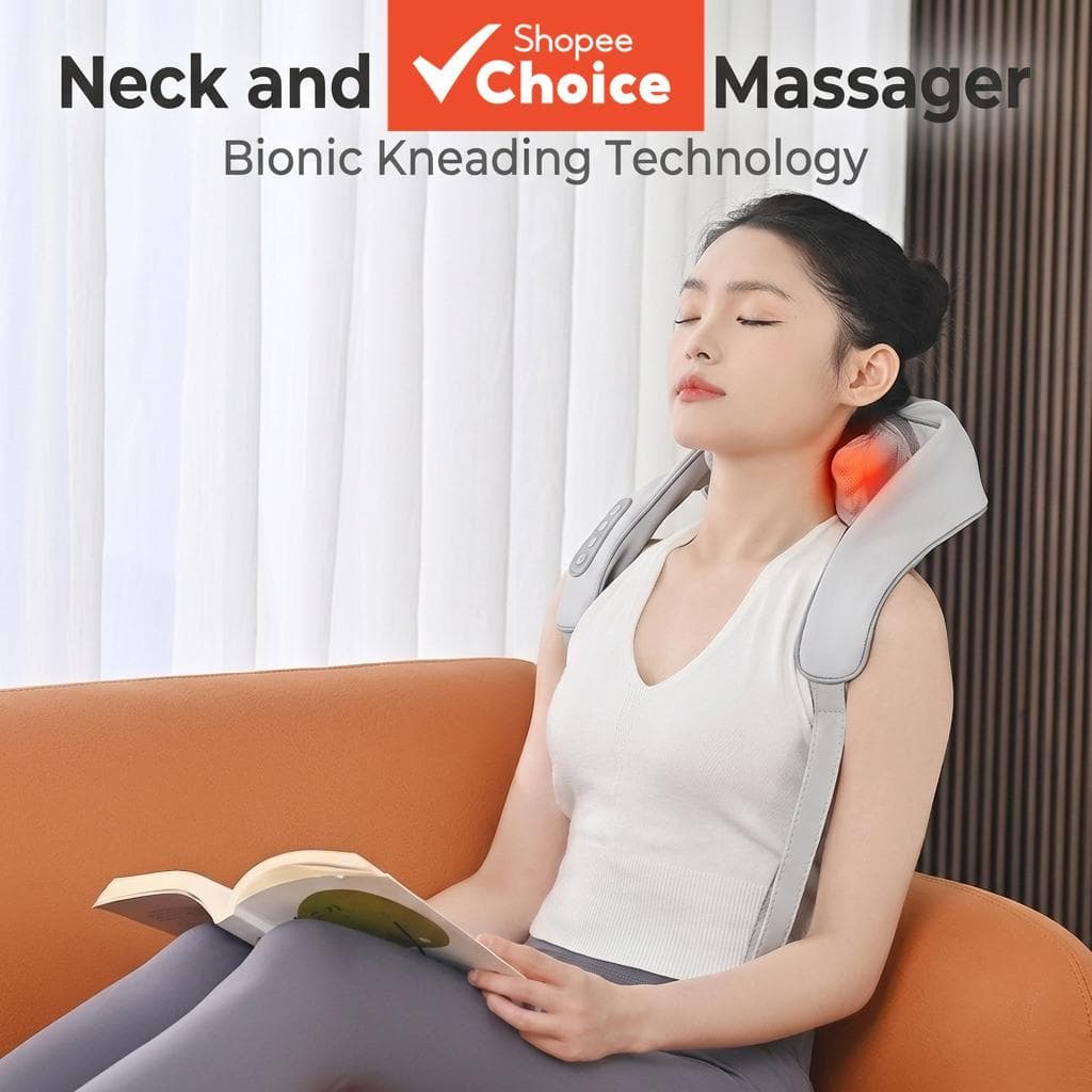Massageador de pescoço e ombros sem fio com aquecimento, amassamento para alívio da fadiga muscular cervical e trapézio