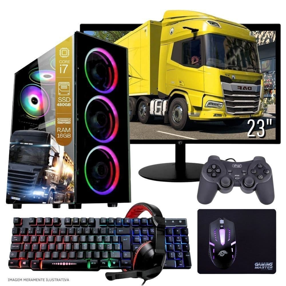 PC Gamer TOB Intel Core i7 SSD 480GB 16GB Kit Gamer Joystick Monitor 23” Windows 11 Pro Trial