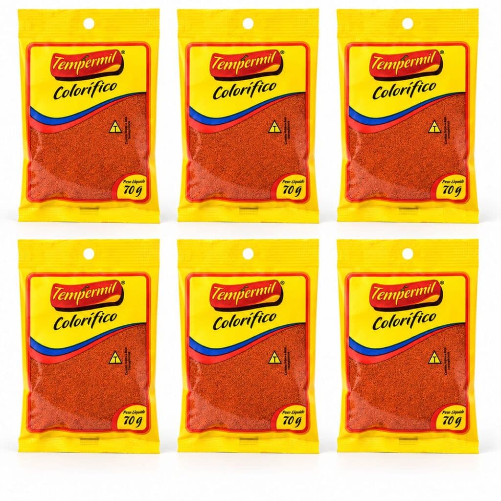 Kit 6 Temperos Tempermil Colorífico 70g Colorau para Carnes, Arroz e Feijão