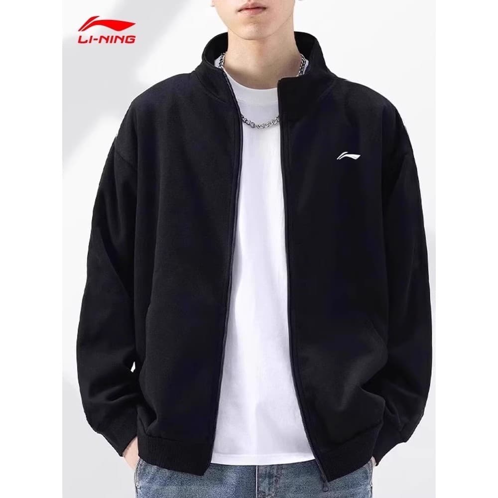 Li Ning Jaqueta Masculina 2026 Outono Novo Estilo Zíper Moletom Gola Jaqueta Masculina Top Esportivo Casual Cardigan