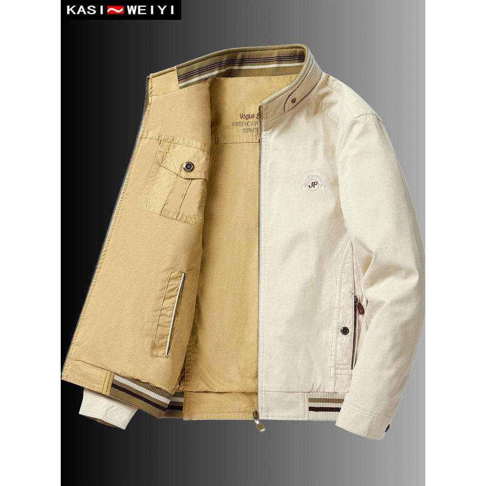 Jaqueta Casual masculina primavera outono jaqueta masculina de dois lados usar algodão puro solto Plus Size topo outono 