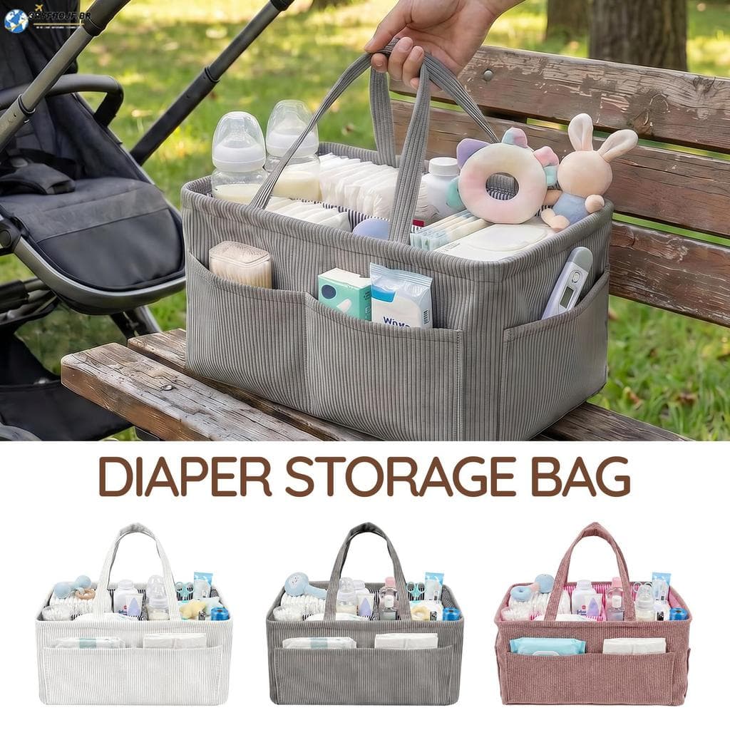 Caddy Para Fraldas De Bebê , Armazenamento De Berçário Com Compartimento E Alça , Cesta Limpeza De Recém-Nascidos Menino
