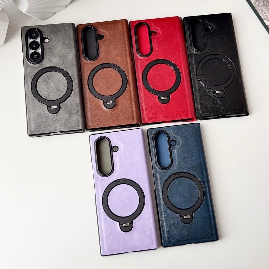 Capa de celular Samsung Z Fold 7 para tela dobrável, capa de couro executiva, capa de celular de cor sólida, capa para F