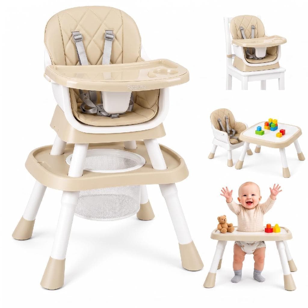Cadeira Alimentacao Alta e Baixa 12x1 e Mesa de Atividades LEGO BEBE RAGALUMA Bege