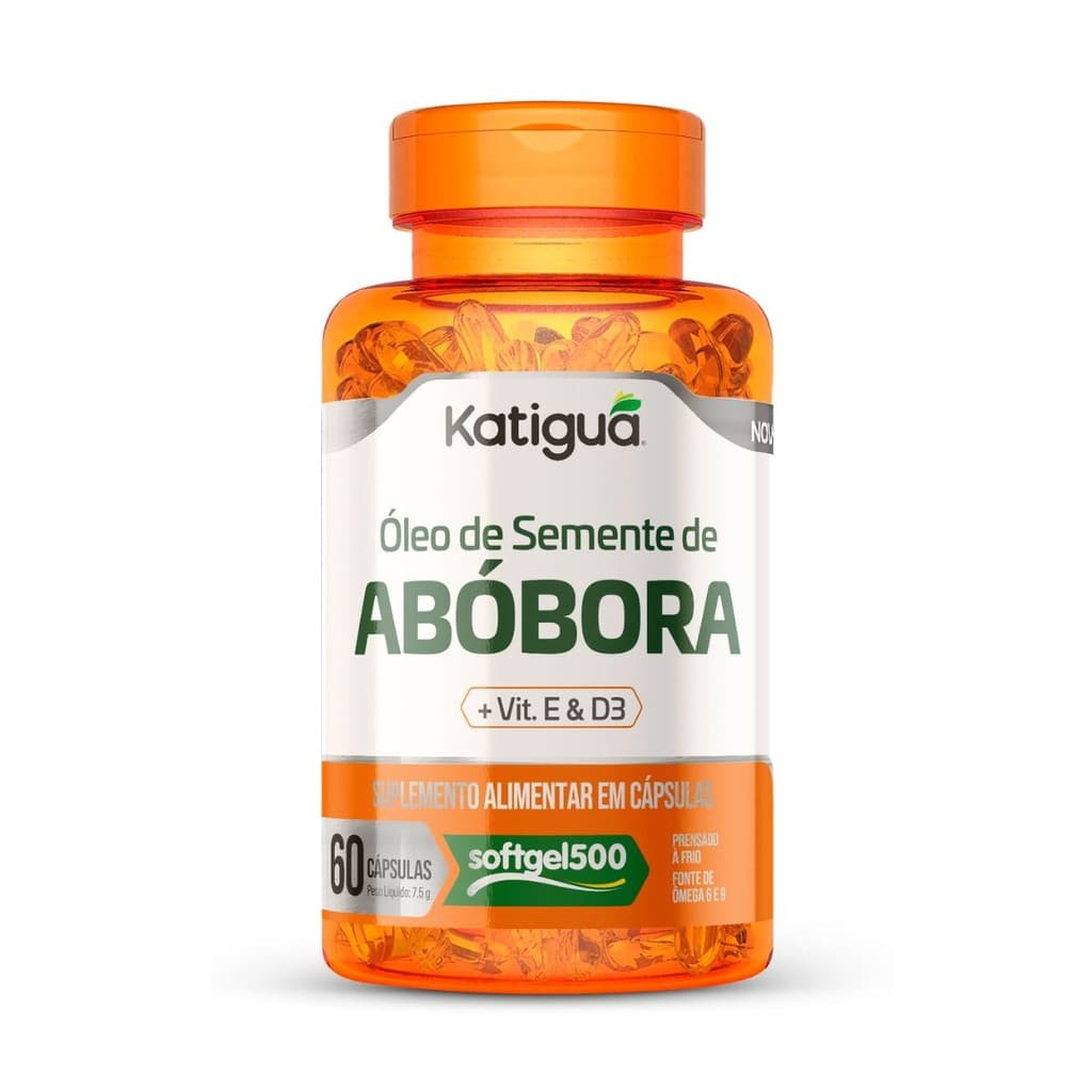 Óleo de Semente de Abóbora Vitamina D3 e E 866mg 60Cápsulas Katiguá
