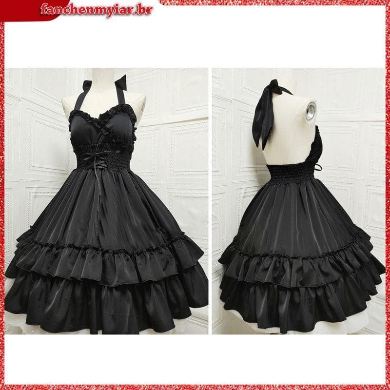 [Estilo Completo] Vestido clássico elegante tipo estilingue Lolita Vestido Lolita Retro Soft Sister Vestido JSK Sling Dr